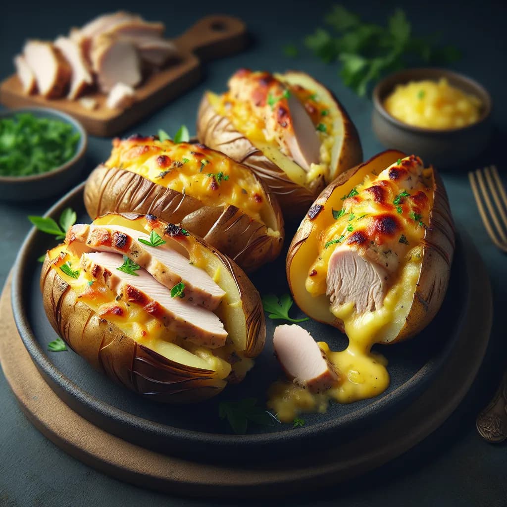Stuffed Potatoes with Turkey and Cheese