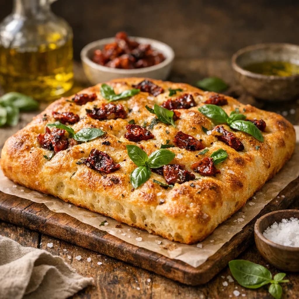 Sun-Dried Tomato and Basil Focaccia