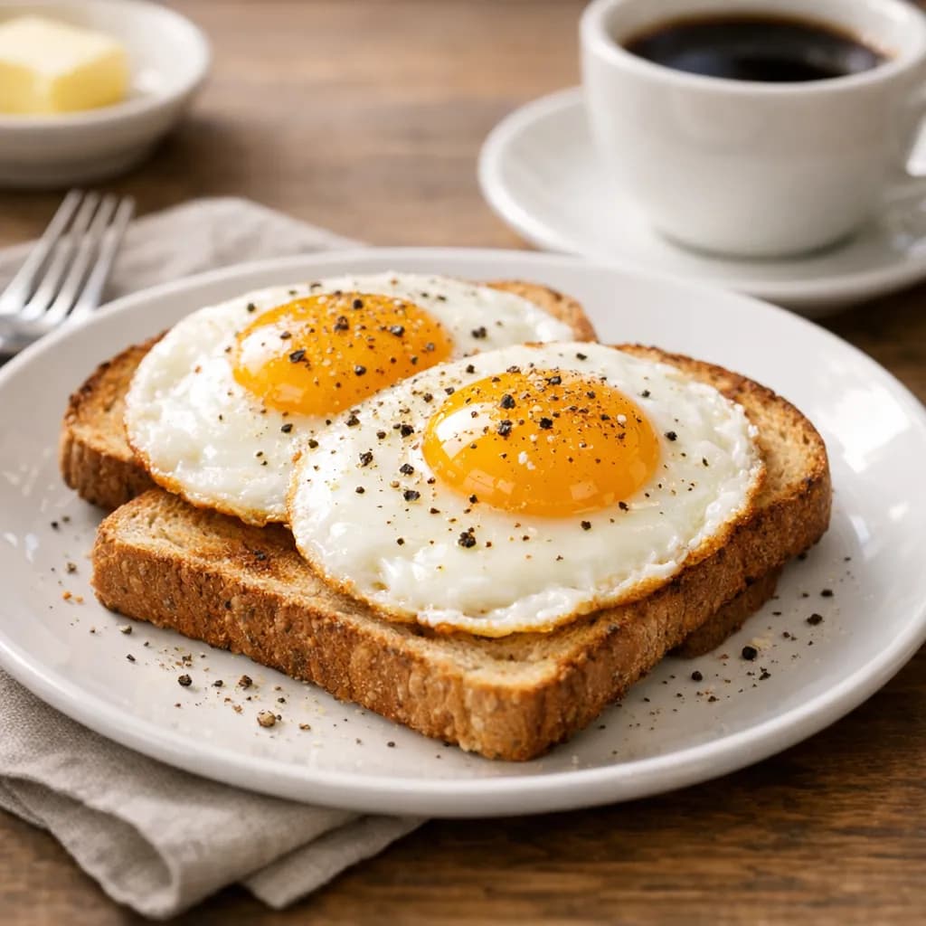 Sunny Side Up Eggs with Toast