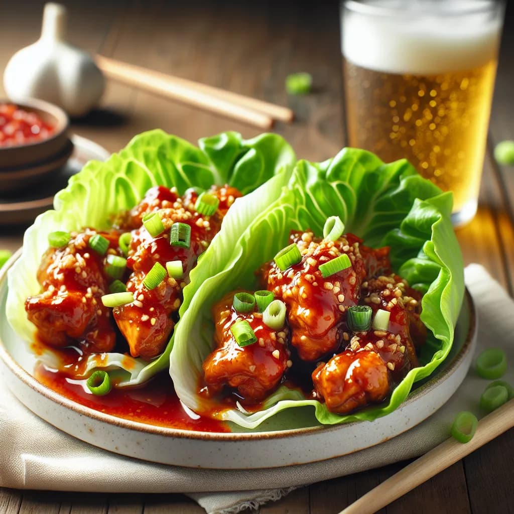 Sweet and Spicy Korean Chicken Lettuce Wraps