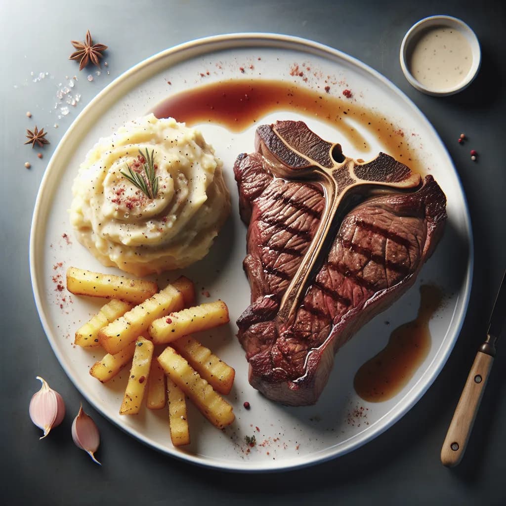 T-Bone Steak with Garlic Mashed Potatoes