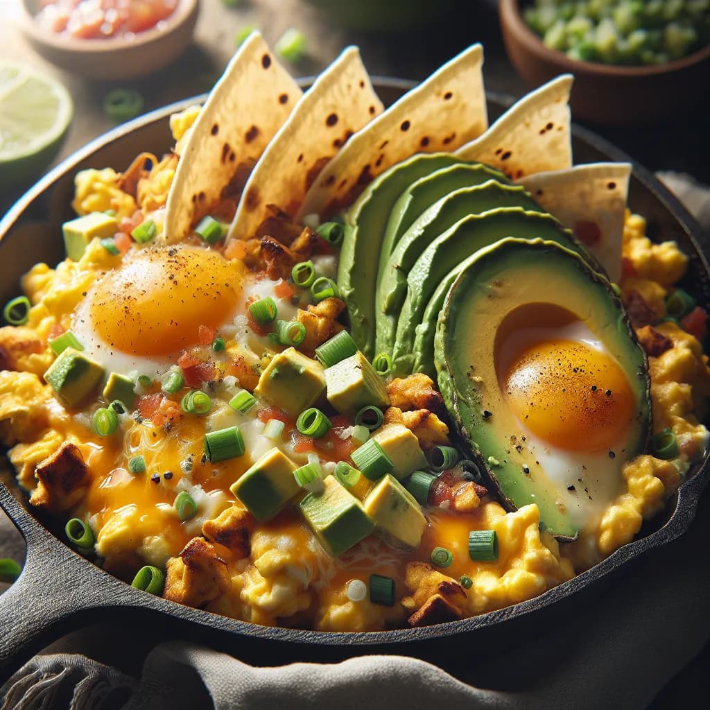 Taco Breakfast Skillet with Eggs and Avocado