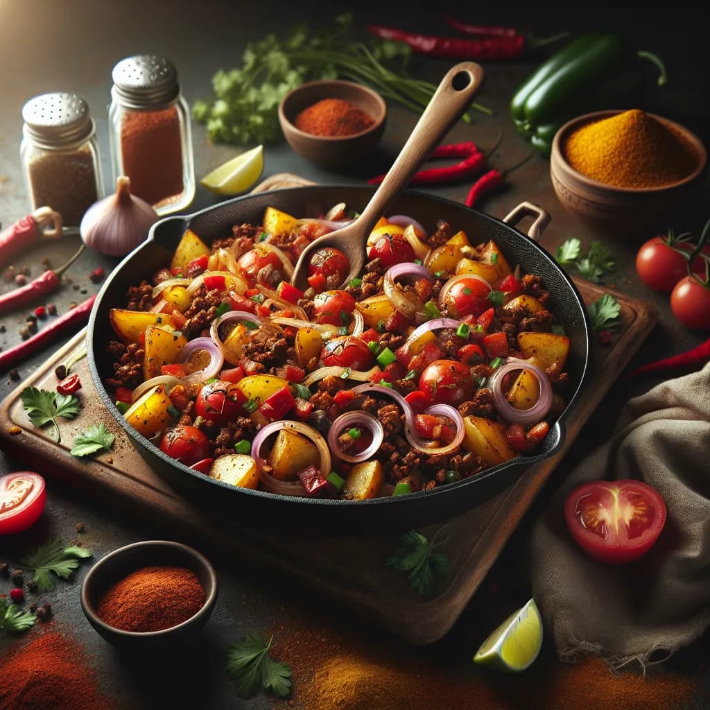 Taco-Seasoned Beef and Potato Skillet