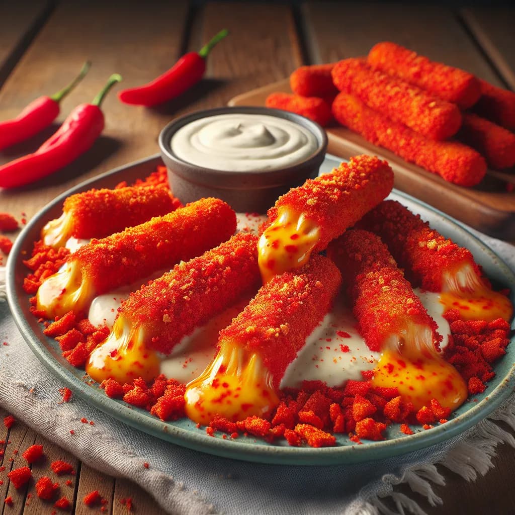 Takis Crusted Mozzarella Sticks