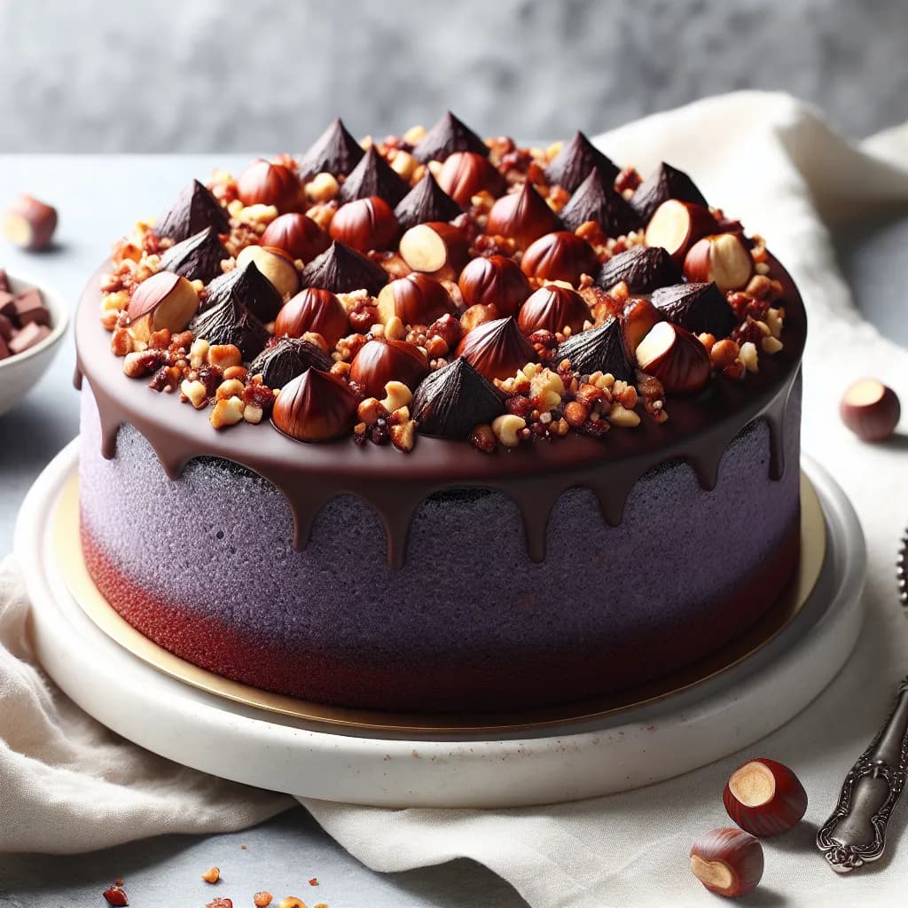 Taro Hazelnut Chocolate Cake