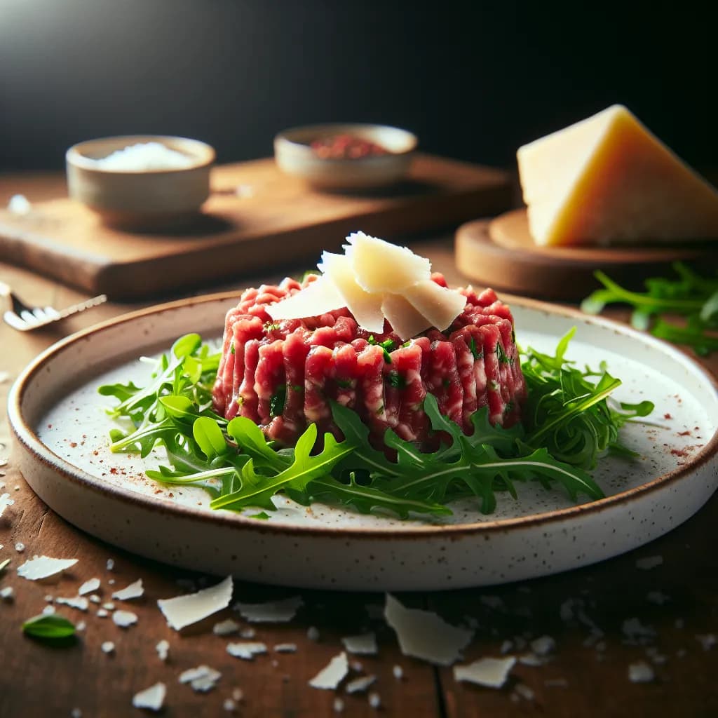 Tartare di Manzo con Rucola e Parmigiano