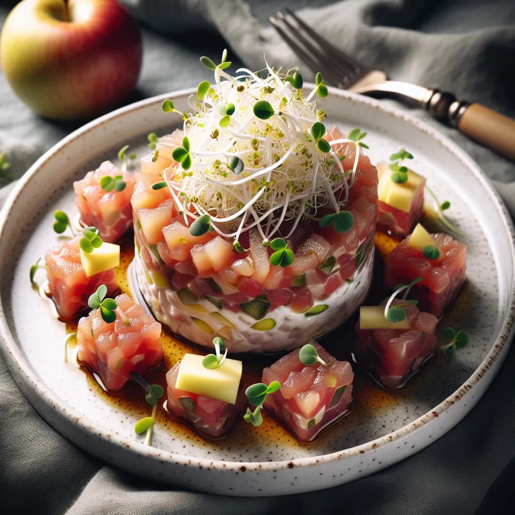 Tartare di Pesce con Mela e Germogli
