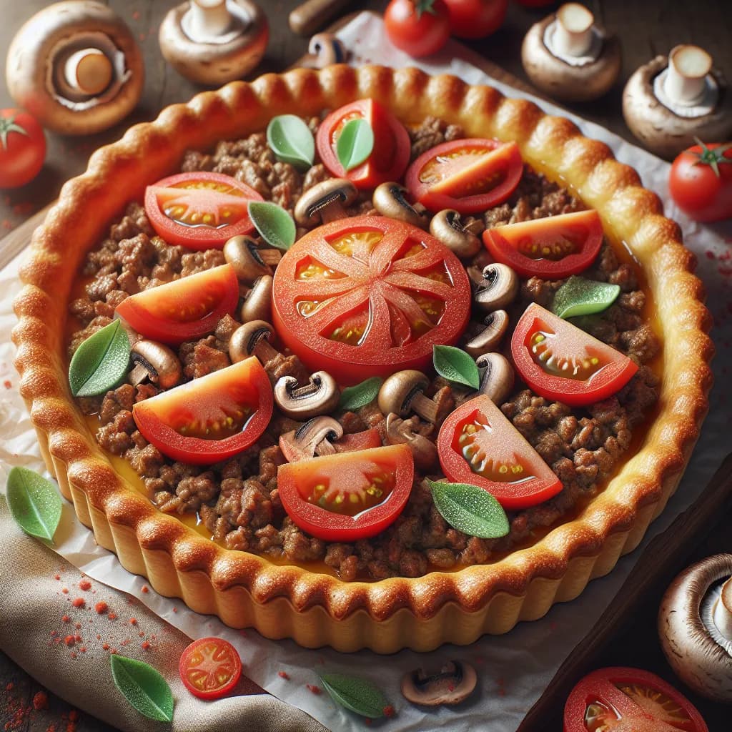 Tarte à la Viande et Champignons