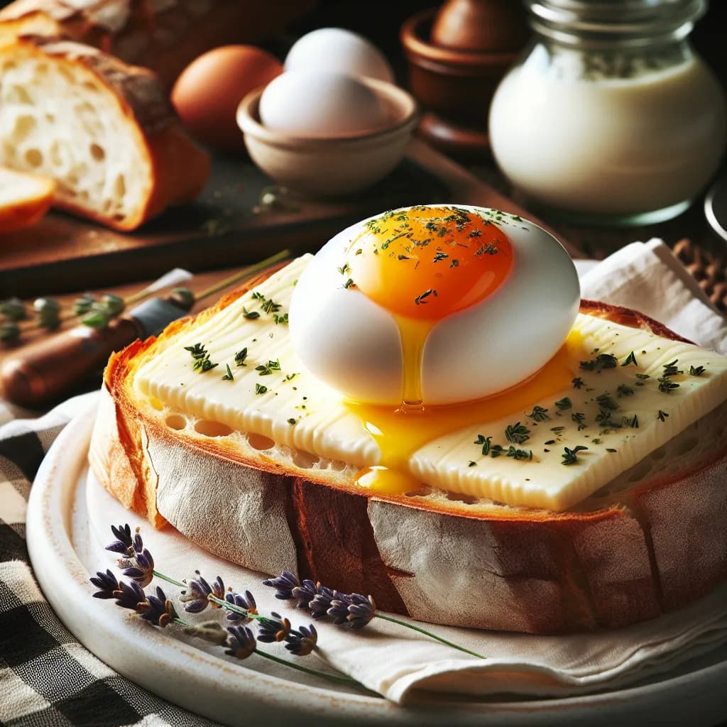 Tartine de fromage et œuf