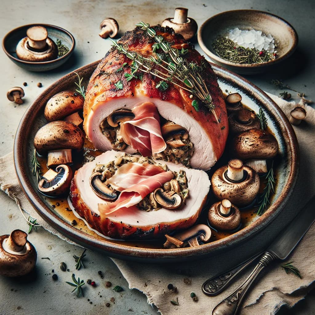 Tasca di Maiale Ripiena con Funghi e Prosciutto