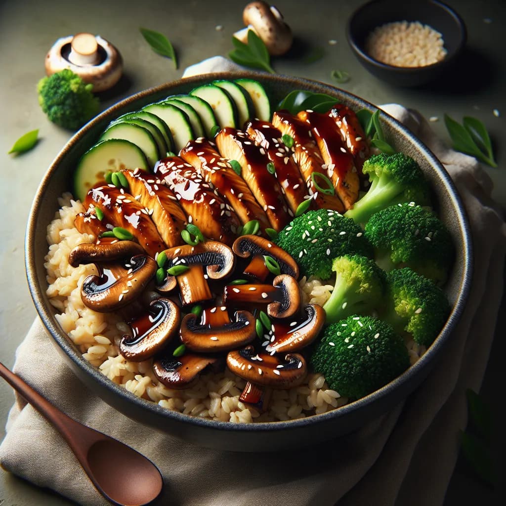 Teriyaki Chicken and Mushroom Rice Bowl