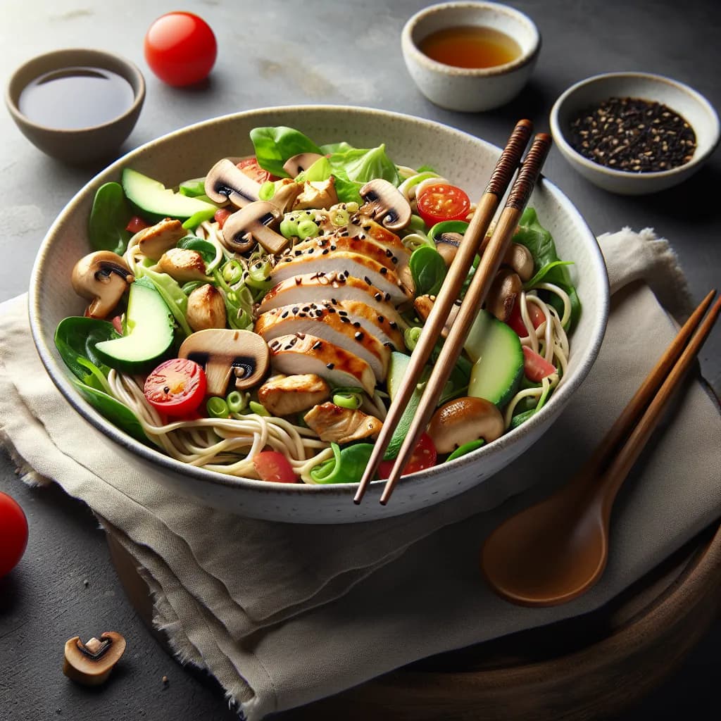 Teriyaki-Nudelsalat mit Hähnchen