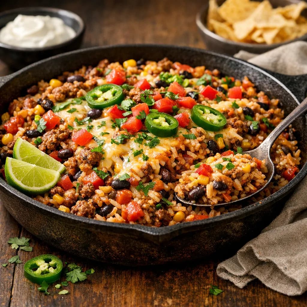 Tex-Mex Beef and Rice Skillet