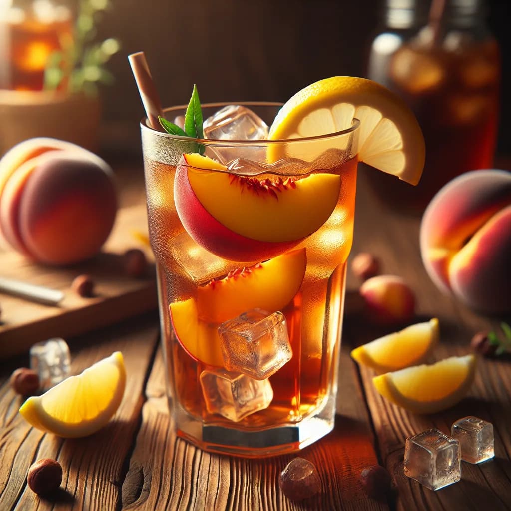 Thé Glacé à la Pêche et au Citron avec Moins de Sucre