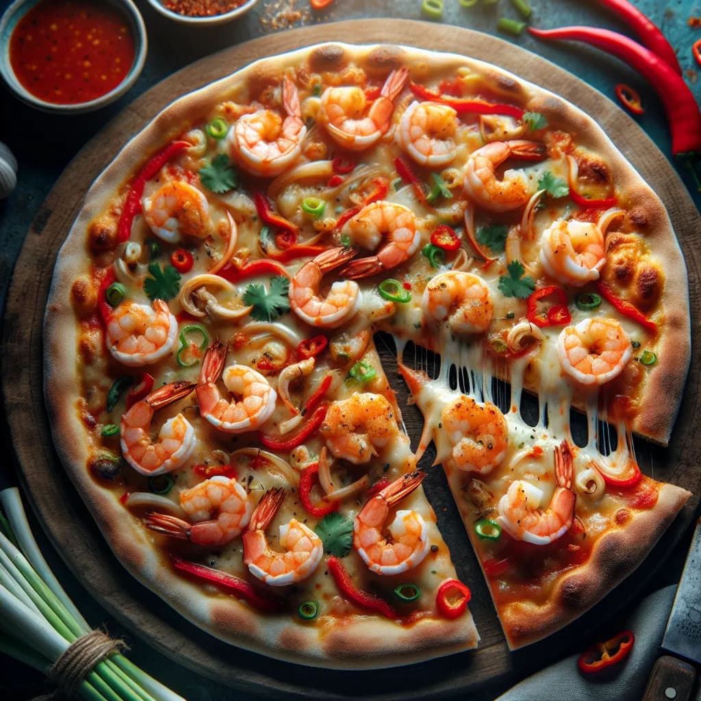 Thai-Garnelen-Pizza