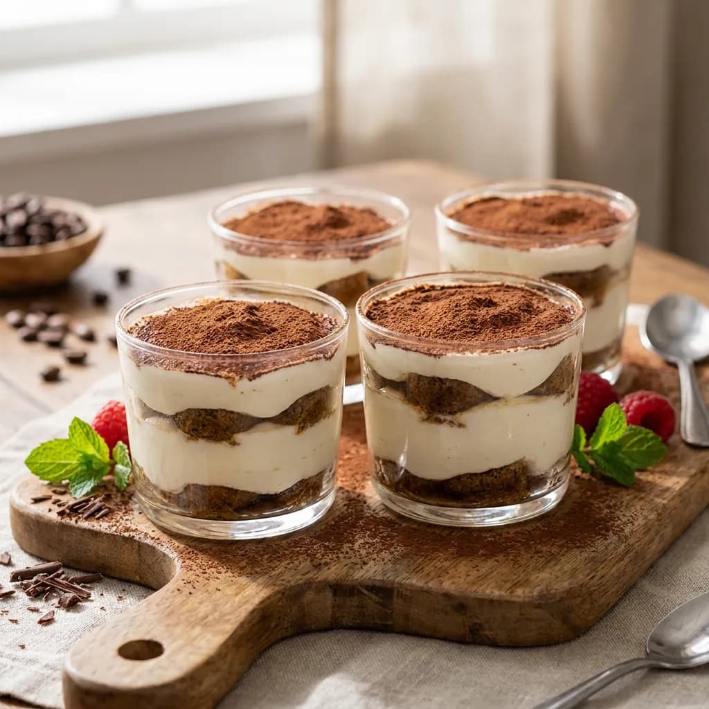 Tiramisú fácil de yogur en vasitos