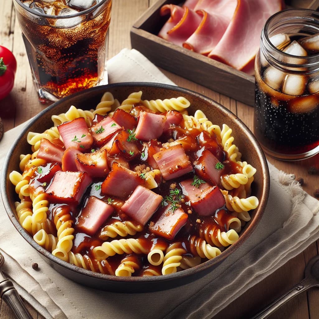 Tiroler Nudelpfanne mit Cola-Schinkensauce