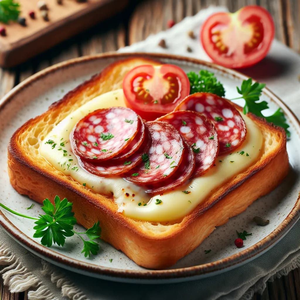 Toast mit Salami und Käse
