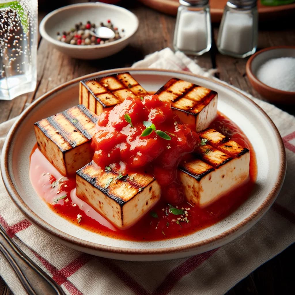 Tofu alla griglia con salsa di pomodoro