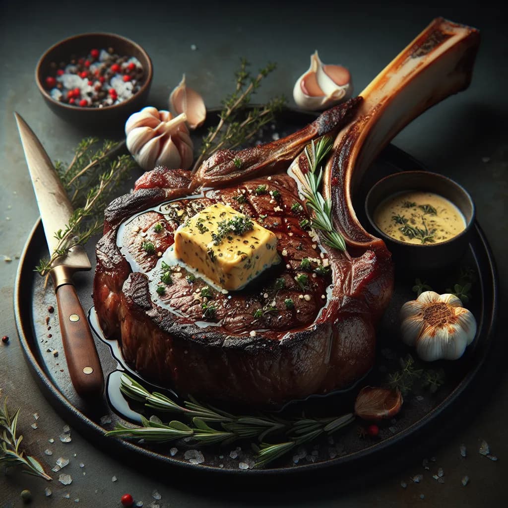 Tomahawk Steak with Garlic Herb Butter