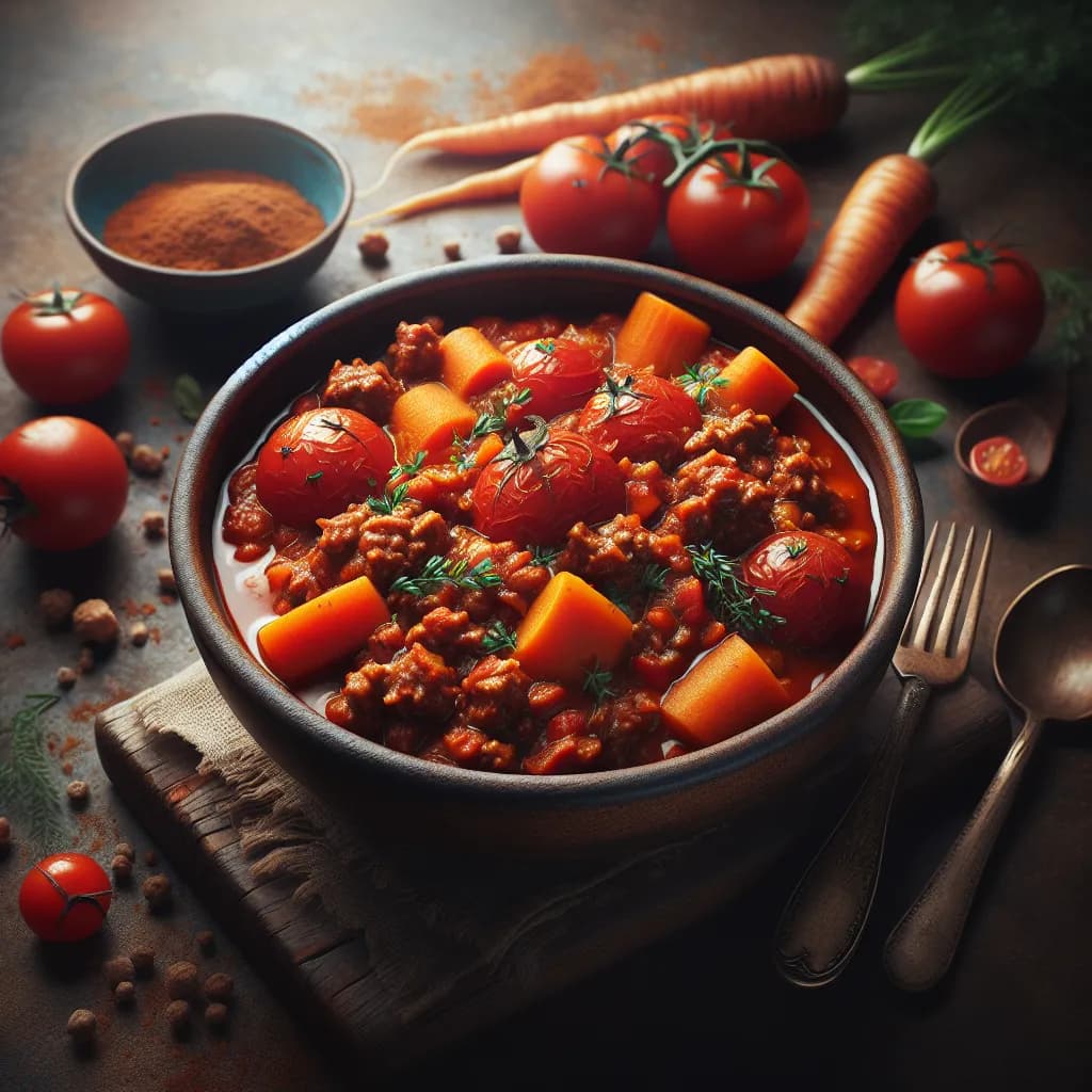 Tomaten-Karotten-Ragout mit Fleisch