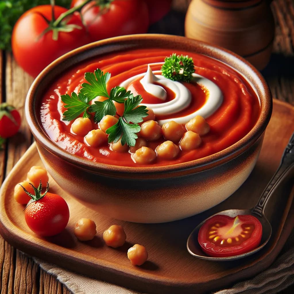 Tomatensuppe mit Kichererbsen