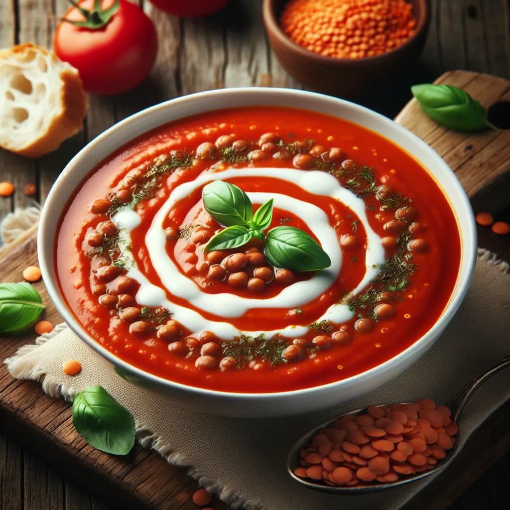 Tomatensuppe mit roten Linsen