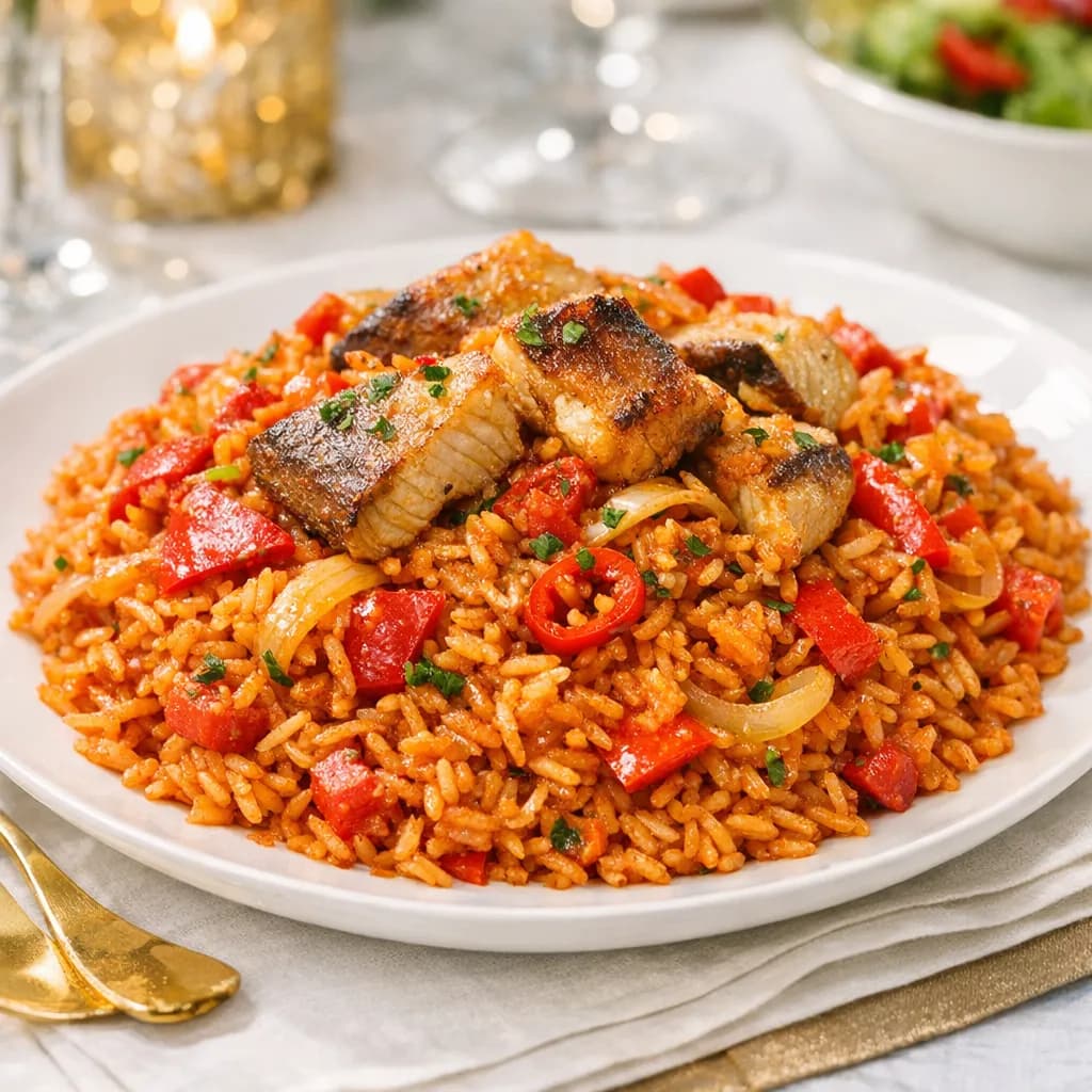 Tomato & Pepper Jollof Rice with Fish
