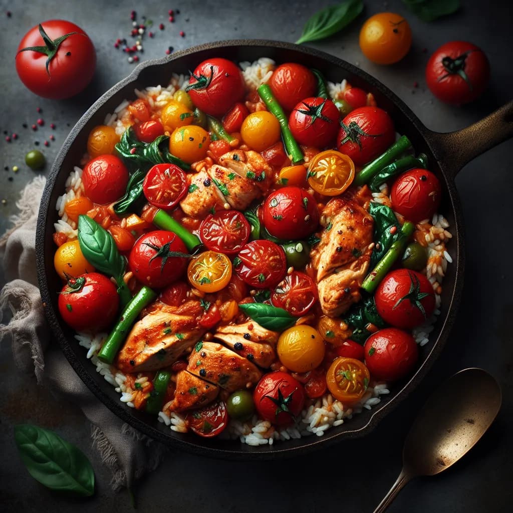 Tomato Chicken Rice Skillet