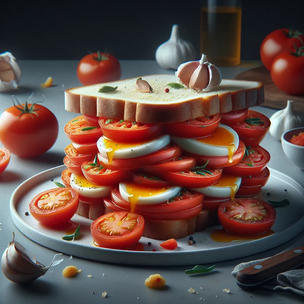 Tomato Garlic Egg Sandwich