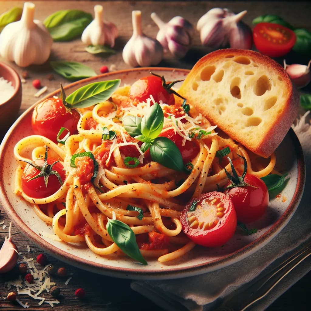 Tomato Garlic Noodles Delight