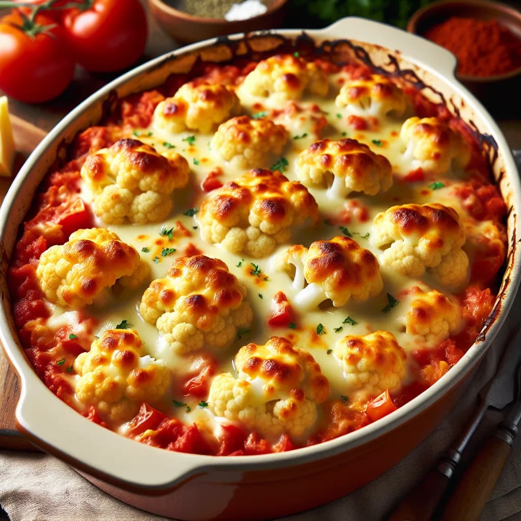 Tomato and Cheese Cauliflower Bake