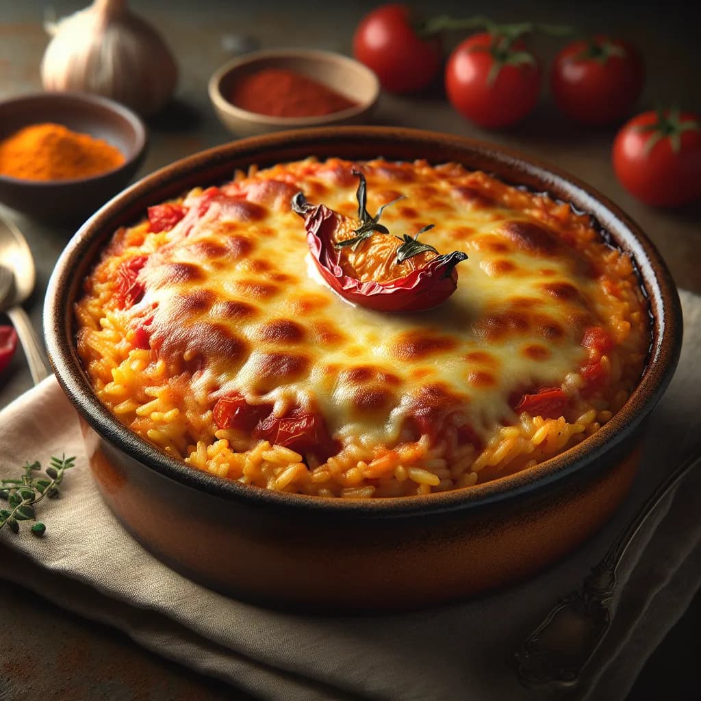 Tomato and Cheese Rice Bake