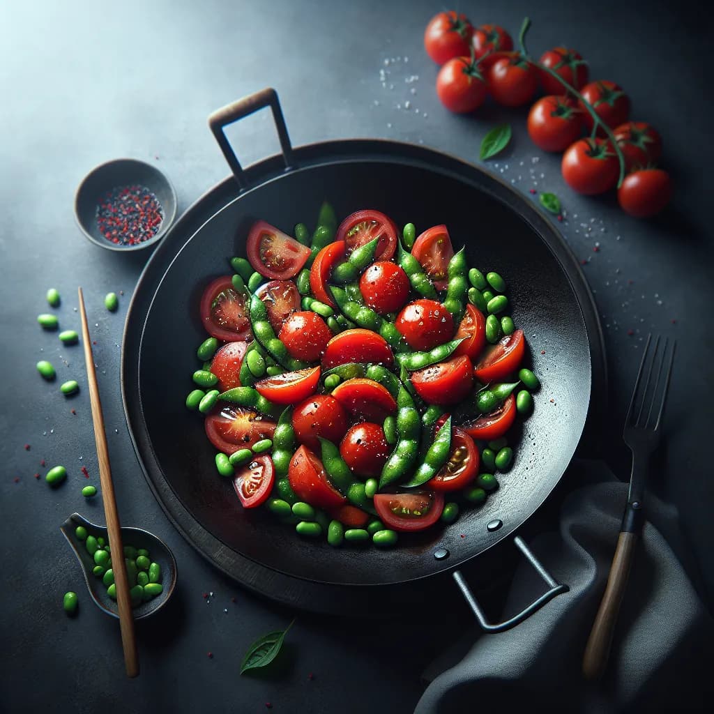 Tomato and Edamame Stir-Fry