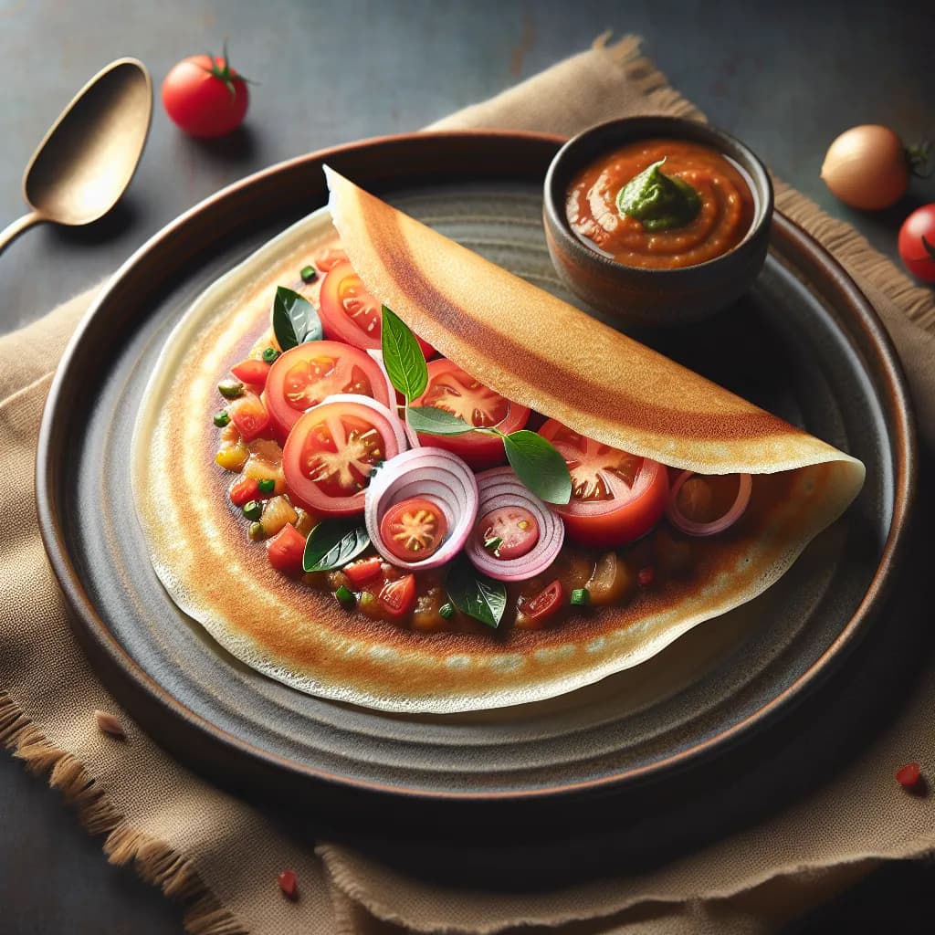 Tomato and Onion Keera Dosa