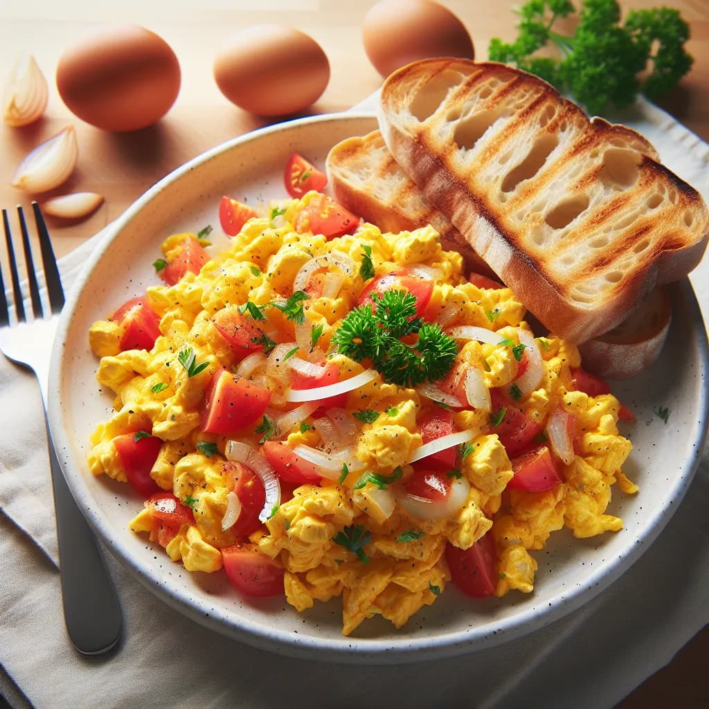 Tomato and Onion Scrambled Eggs