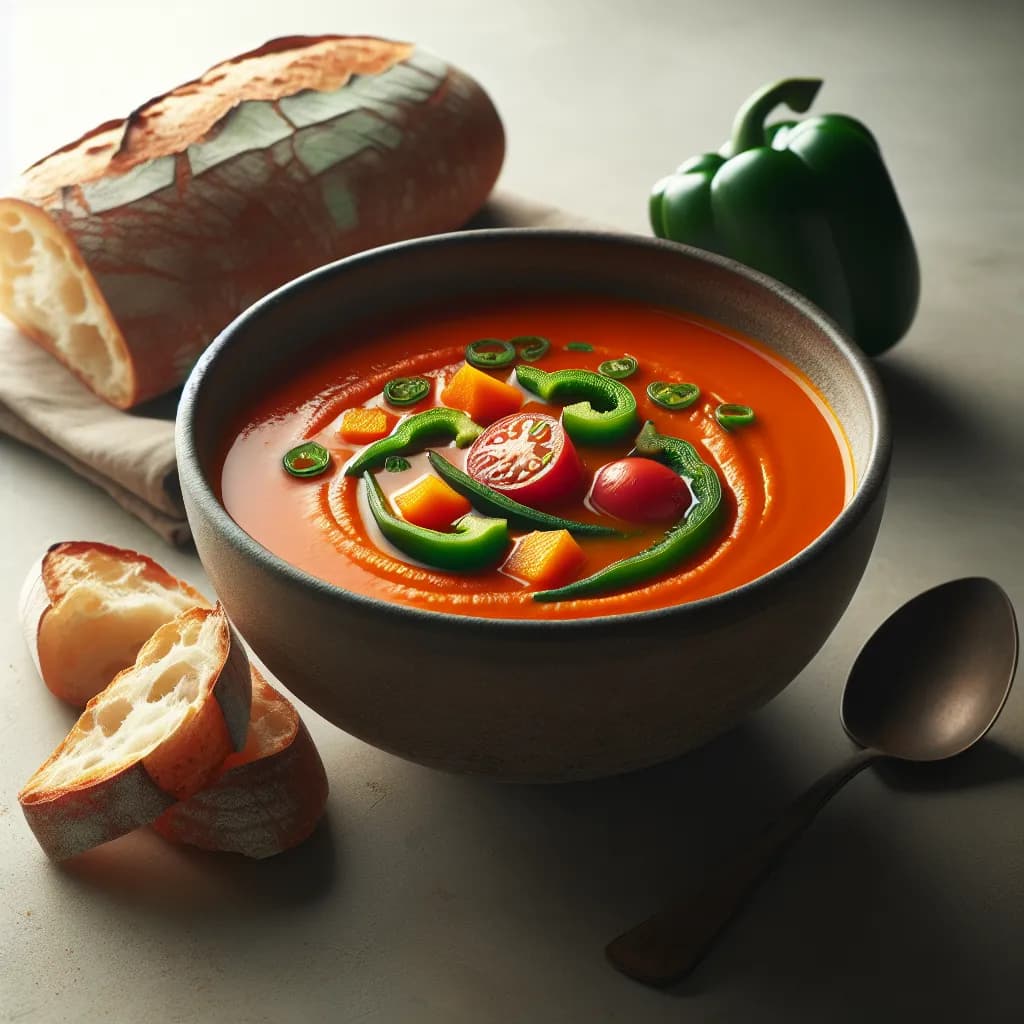 Tomato and Pumpkin Soup with Green Pepper