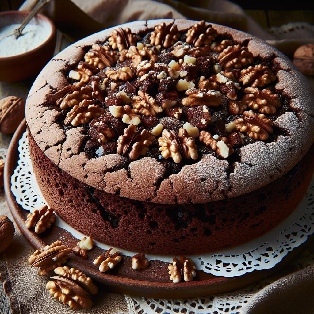 Torta di Noci e Cacao con Latte