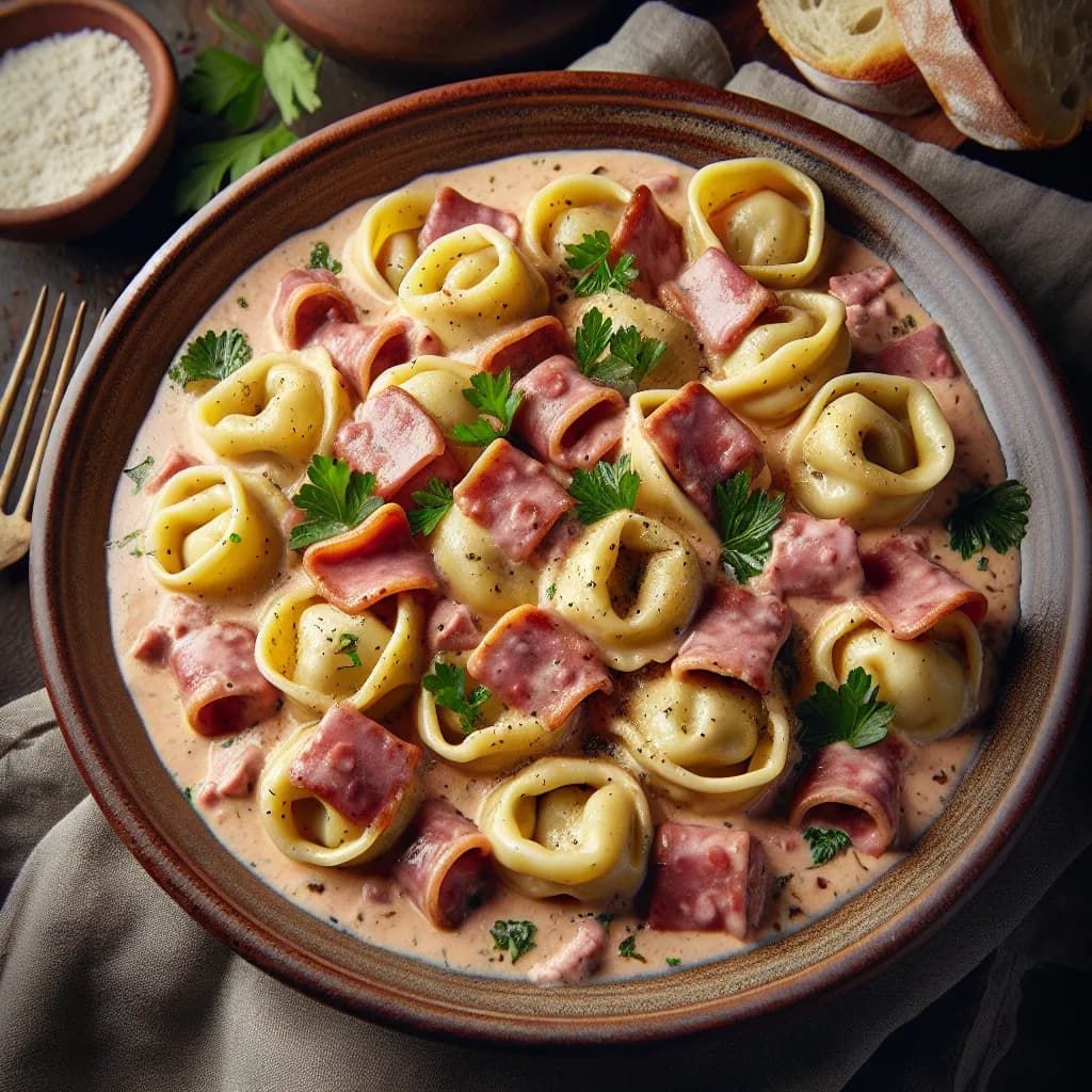 Tortellini mit Schinkensauce