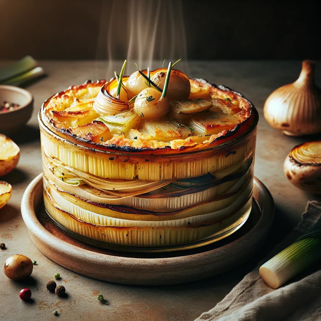 Tortino di patate, porri e funghi