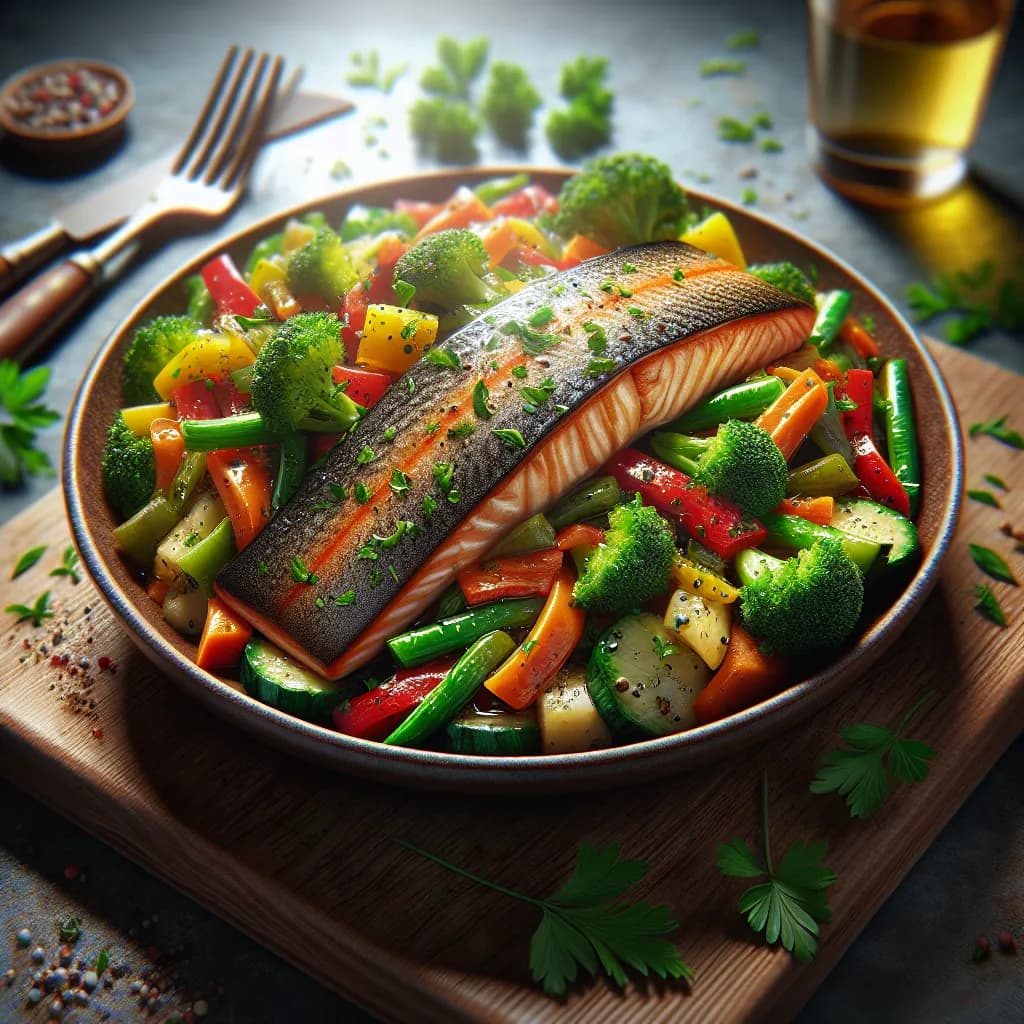 Trout Fillet with Sautéed Veggies