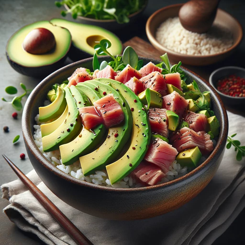 Tuna Avocado Rice Bowl