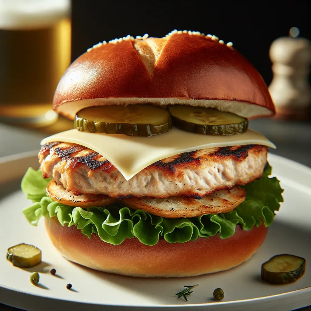 Turkey Burger with Lettuce and Cheese