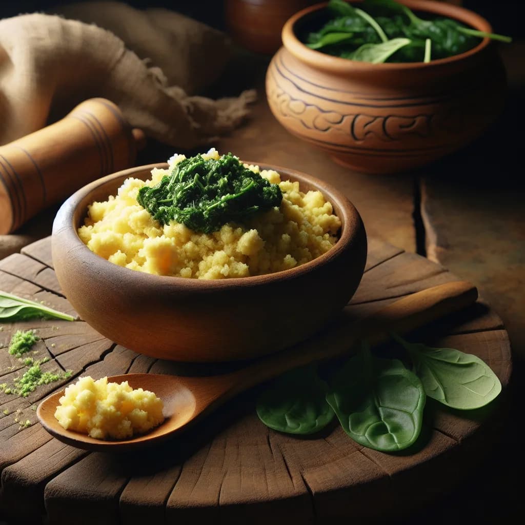 Umphokoqo with Spinach