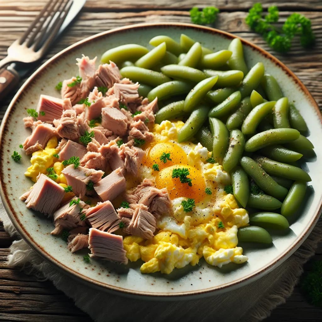 Uova strapazzate con tonno e fagioli