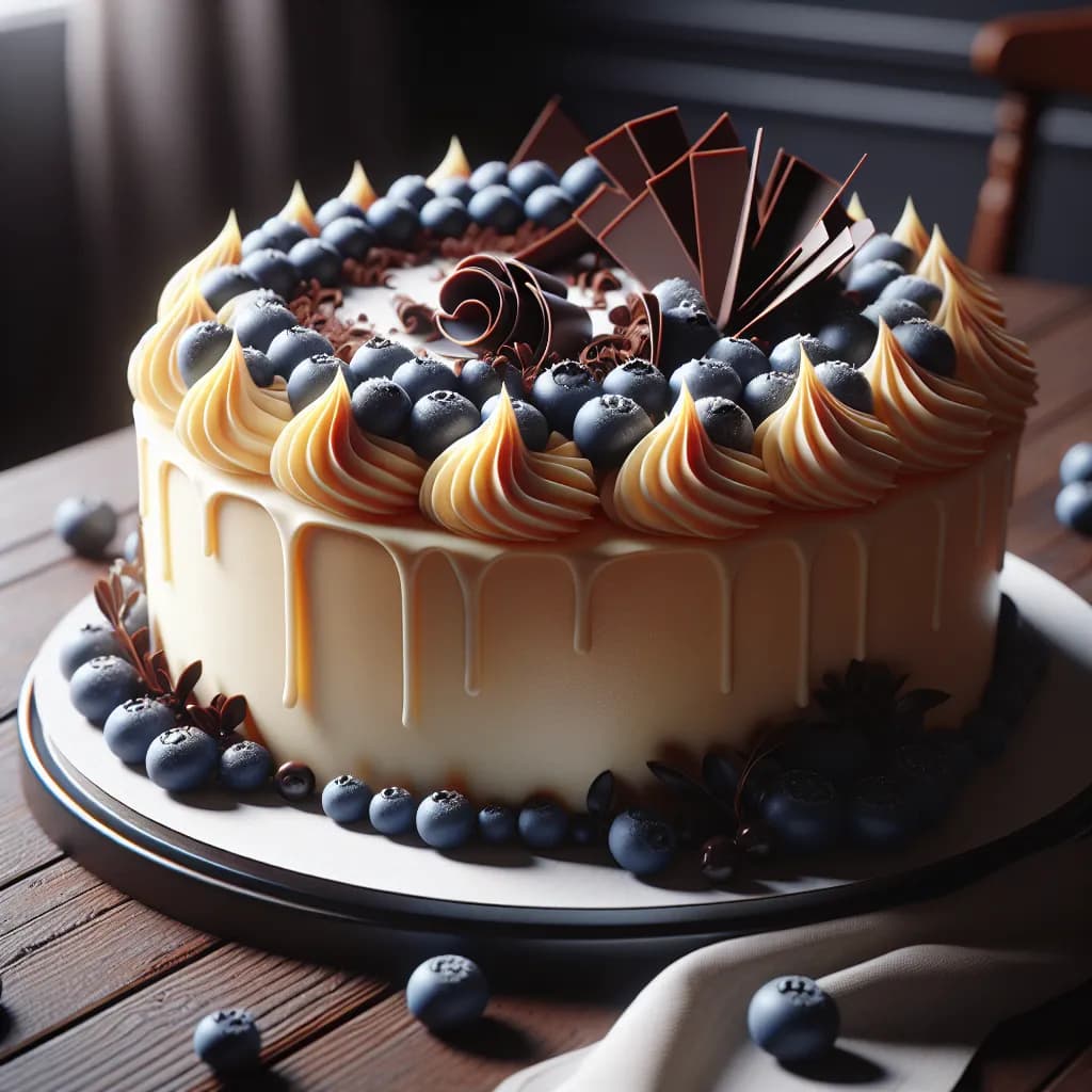Vanilla Cake with Chocolate and Blueberry Filling