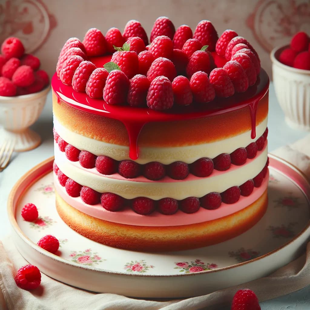 Vanilla Cake with Raspberry Cream