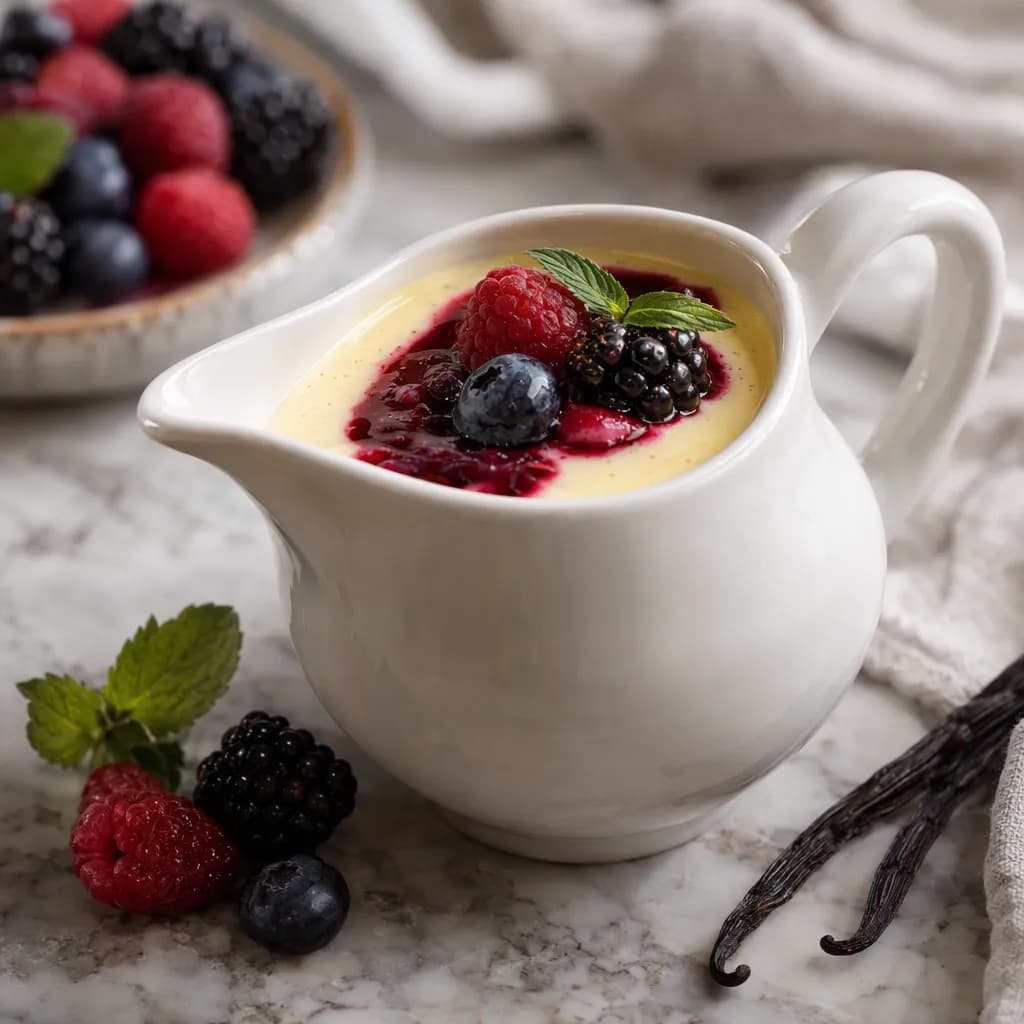 Vanilla Custard and Berry Dessert Sauce