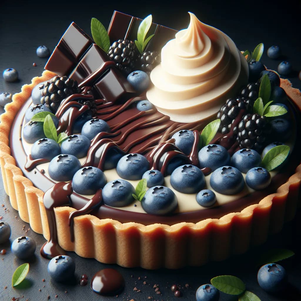 Vanilla and Blueberry Chocolate Tart