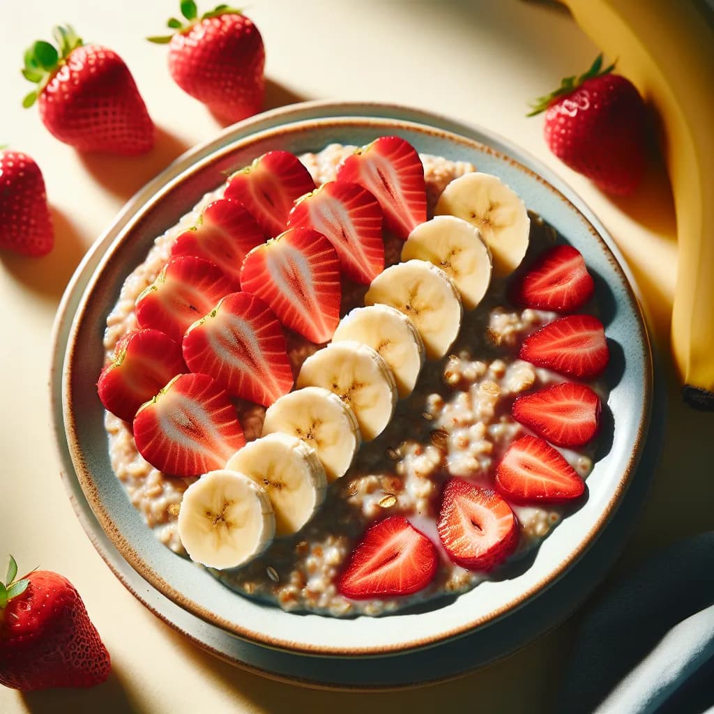 Vegan Banana Strawberry Oatmeal